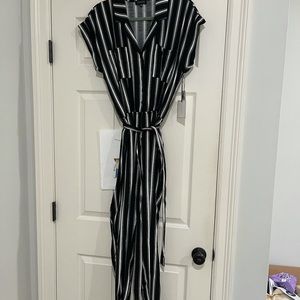 1. State Stripe Jumpsuit Black/white Medium NWT
